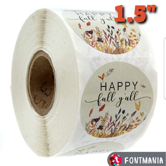 50 ct 1.5"" Happy fall y'all stickers. - Picture 12 of 13
